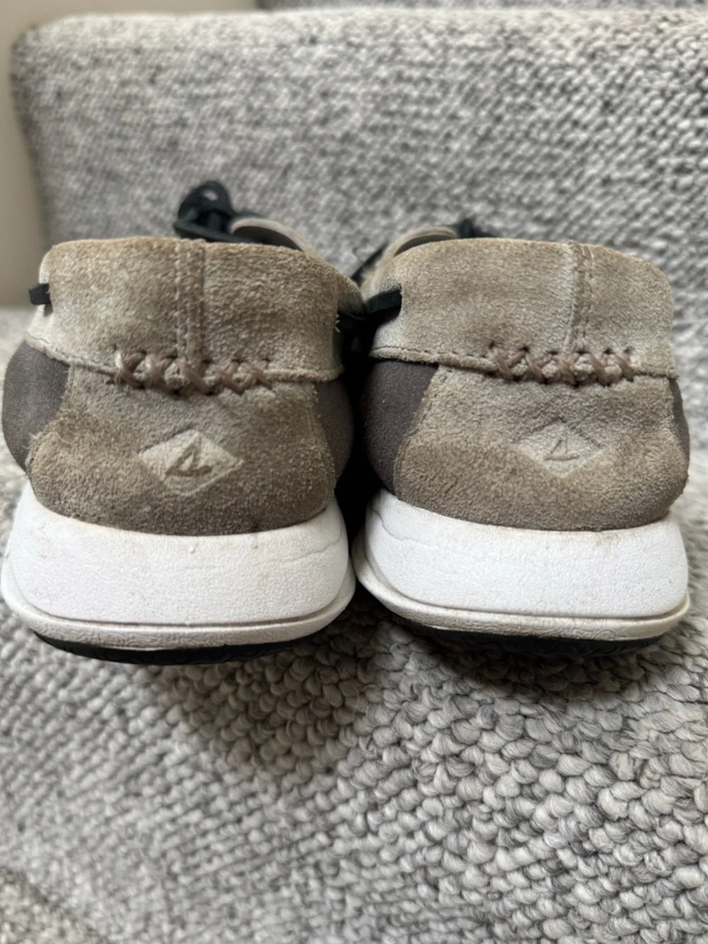 $140 Paul Sperry Men’s Suede Gray Boat Shoes Size 11.5 M Round toe, two-tone